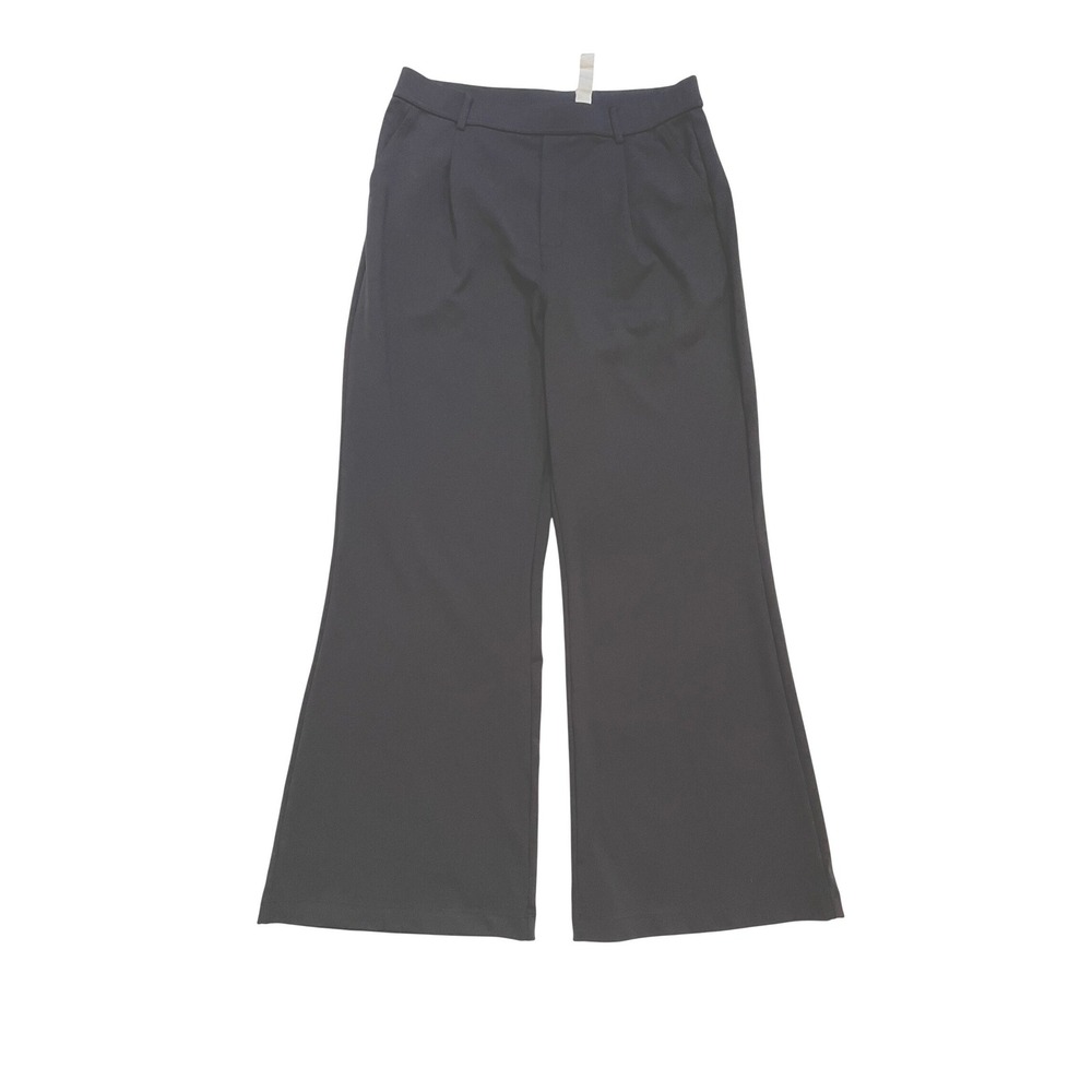 Halara Dress Pants Women L Black Polyester Wide Leg Pleated Quiet Luxury Office‎